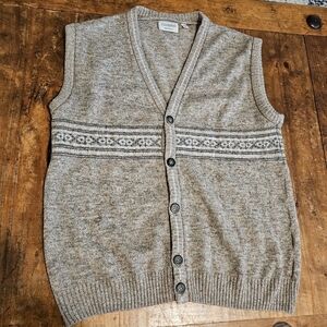 Canda C&A Men’s Wool Blend Sweater Vest Cardigan Button Front Size Medium
